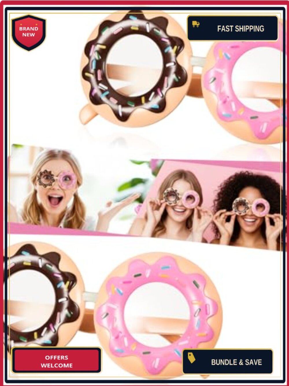 Frienda 2 Pc Donut Sunglasses Funny Novelty Party Glasses Costume Accessory